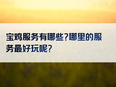 宝鸡服务有哪些？哪里的服务最好玩呢？