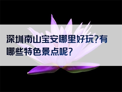 深圳南山宝安哪里好玩？有哪些特色景点呢？