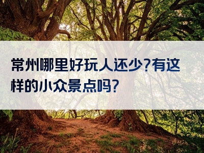 常州哪里好玩人还少？有这样的小众景点吗？