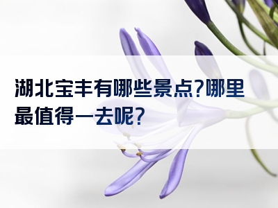 湖北宝丰有哪些景点？哪里最值得一去呢？