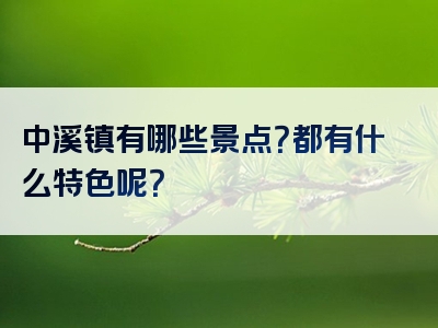中溪镇有哪些景点？都有什么特色呢？