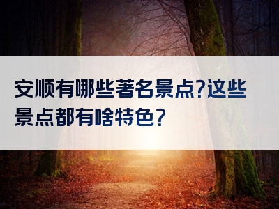 安顺有哪些著名景点？这些景点都有啥特色？