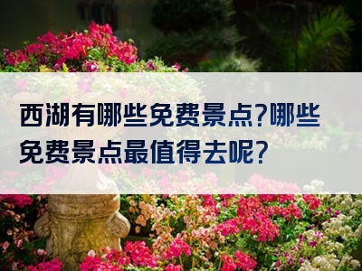 西湖有哪些免费景点？哪些免费景点最值得去呢？