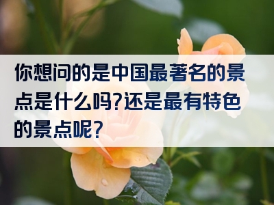 你想问的是中国最著名的景点是什么吗？还是最有特色的景点呢？