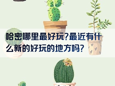 哈密哪里最好玩？最近有什么新的好玩的地方吗？