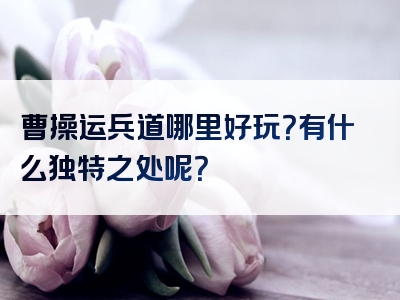 曹操运兵道哪里好玩？有什么独特之处呢？