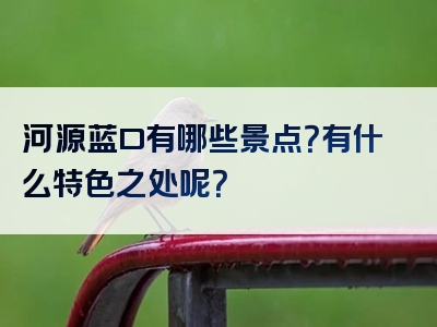 河源蓝口有哪些景点？有什么特色之处呢？