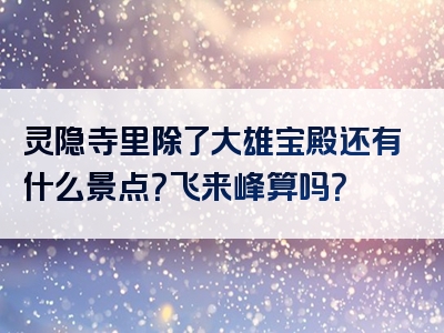 灵隐寺里除了大雄宝殿还有什么景点？飞来峰算吗？