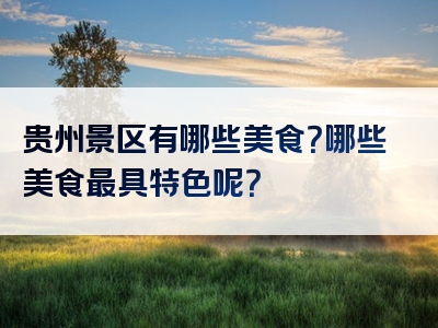 贵州景区有哪些美食？哪些美食最具特色呢？