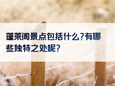 蓬莱阁景点包括什么？有哪些独特之处呢？