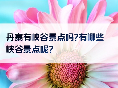 丹寨有峡谷景点吗？有哪些峡谷景点呢？