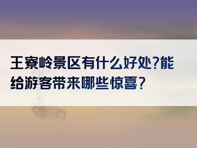 王寮岭景区有什么好处？能给游客带来哪些惊喜？