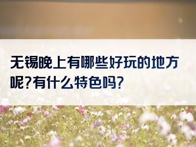 无锡晚上有哪些好玩的地方呢？有什么特色吗？