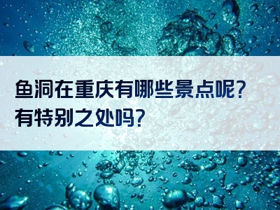 鱼洞在重庆有哪些景点呢？有特别之处吗？