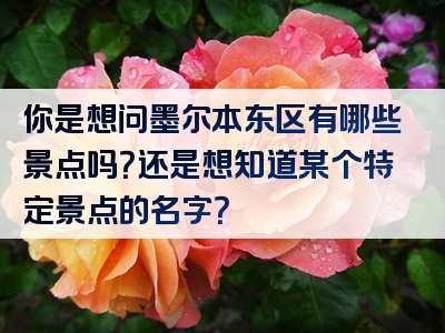 你是想问墨尔本东区有哪些景点吗？还是想知道某个特定景点的名字？
