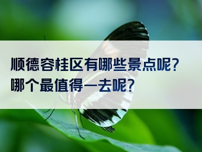 顺德容桂区有哪些景点呢？哪个最值得一去呢？