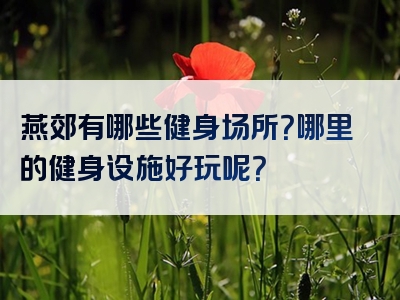 燕郊有哪些健身场所？哪里的健身设施好玩呢？