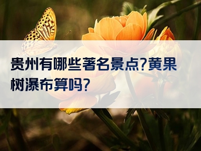 贵州有哪些著名景点？黄果树瀑布算吗？