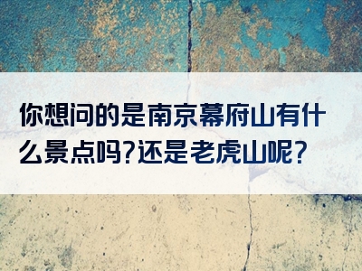 你想问的是南京幕府山有什么景点吗？还是老虎山呢？