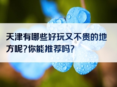 天津有哪些好玩又不贵的地方呢？你能推荐吗？