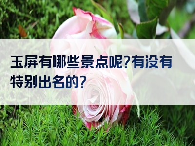 玉屏有哪些景点呢？有没有特别出名的？