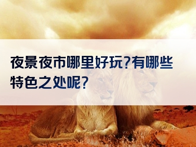 夜景夜市哪里好玩？有哪些特色之处呢？