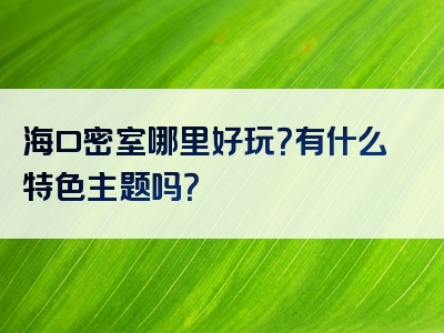 海口密室哪里好玩？有什么特色主题吗？