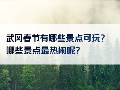武冈春节有哪些景点可玩？哪些景点最热闹呢？