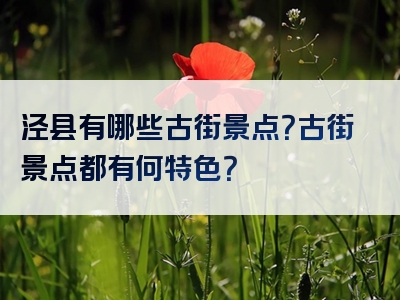 泾县有哪些古街景点？古街景点都有何特色？