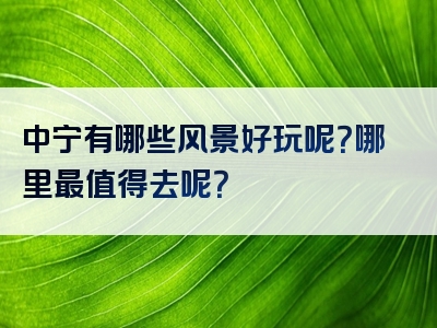 中宁有哪些风景好玩呢？哪里最值得去呢？