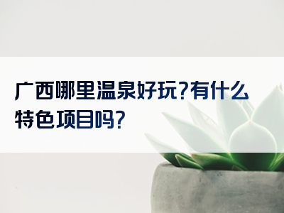 广西哪里温泉好玩？有什么特色项目吗？
