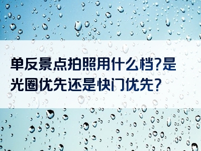 单反景点拍照用什么档？是光圈优先还是快门优先？