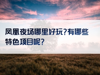 凤凰夜场哪里好玩？有哪些特色项目呢？