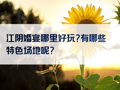 江阴婚宴哪里好玩？有哪些特色场地呢？