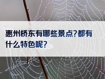 惠州桥东有哪些景点？都有什么特色呢？
