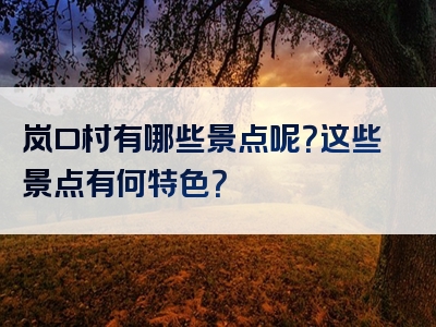 岚口村有哪些景点呢？这些景点有何特色？