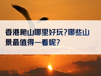 香港爬山哪里好玩？哪些山景最值得一看呢？