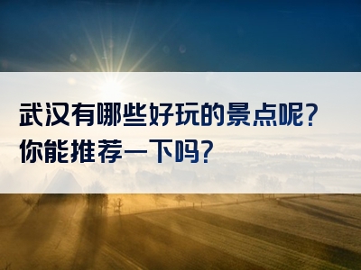 武汉有哪些好玩的景点呢？你能推荐一下吗？