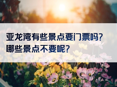 亚龙湾有些景点要门票吗？哪些景点不要呢？