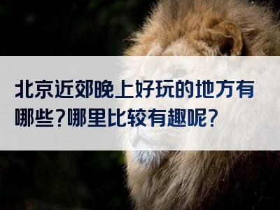 北京近郊晚上好玩的地方有哪些？哪里比较有趣呢？