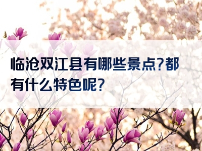 临沧双江县有哪些景点？都有什么特色呢？