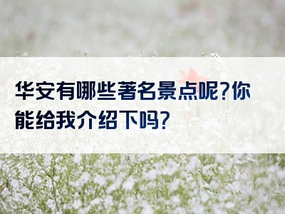 华安有哪些著名景点呢？你能给我介绍下吗？