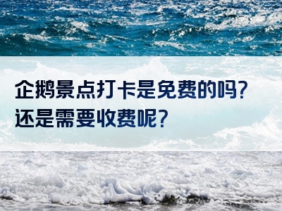 企鹅景点打卡是免费的吗？还是需要收费呢？
