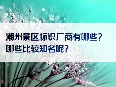 潮州景区标识厂商有哪些？哪些比较知名呢？