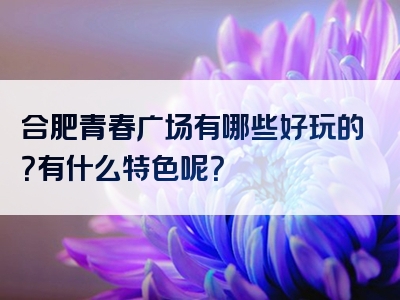 合肥青春广场有哪些好玩的？有什么特色呢？