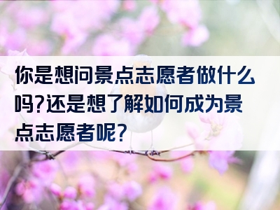 你是想问景点志愿者做什么吗？还是想了解如何成为景点志愿者呢？