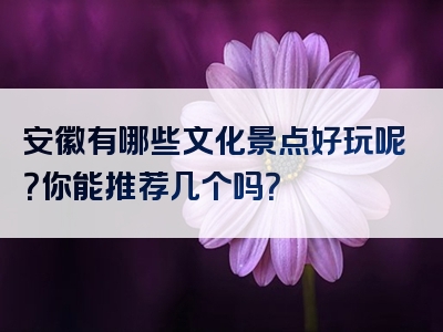 安徽有哪些文化景点好玩呢？你能推荐几个吗？