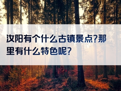 汝阳有个什么古镇景点？那里有什么特色呢？