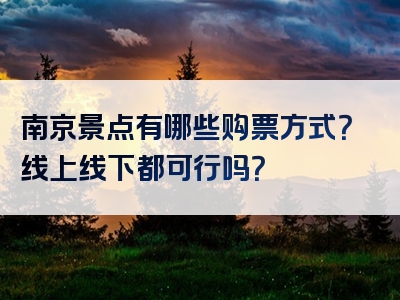 南京景点有哪些购票方式？线上线下都可行吗？
