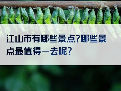 江山市有哪些景点？哪些景点最值得一去呢？